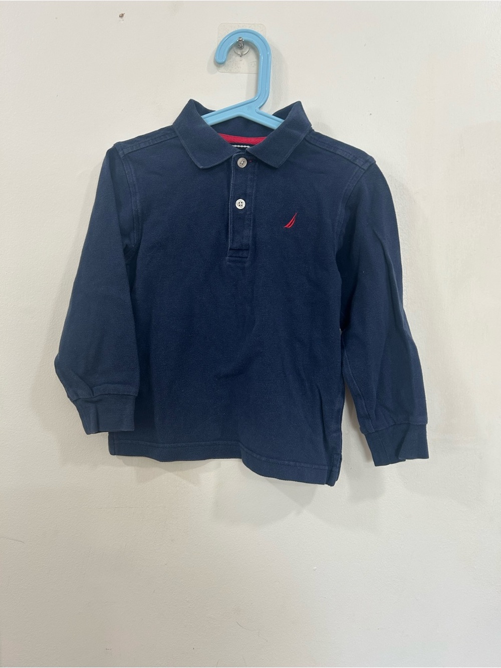 Nautica Kids Long-Sleeve Polo in Navy with Red Logo